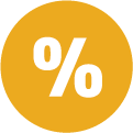Yellow circle icon with a percent sign