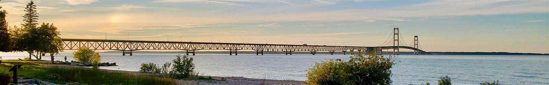 Mackinac Bridge at sunset