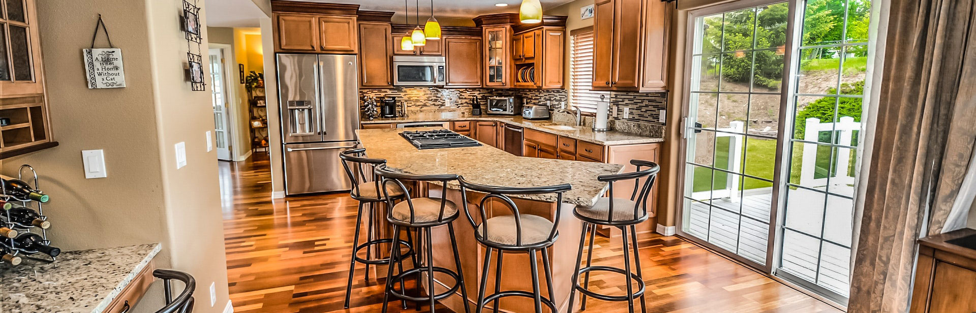 Modern Kitchen with Island and barstools