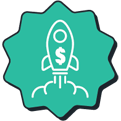 Rocket ship with dollar sign symbol