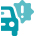 Half of a teal car with question mark next to it showing as an accident.