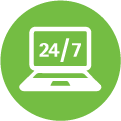 Computer with 24/7 to indicate you can apply online