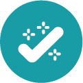 Teal icon with a Checkmark