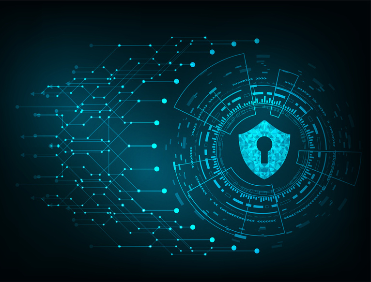 Graphic of a turquoise digitized lock 